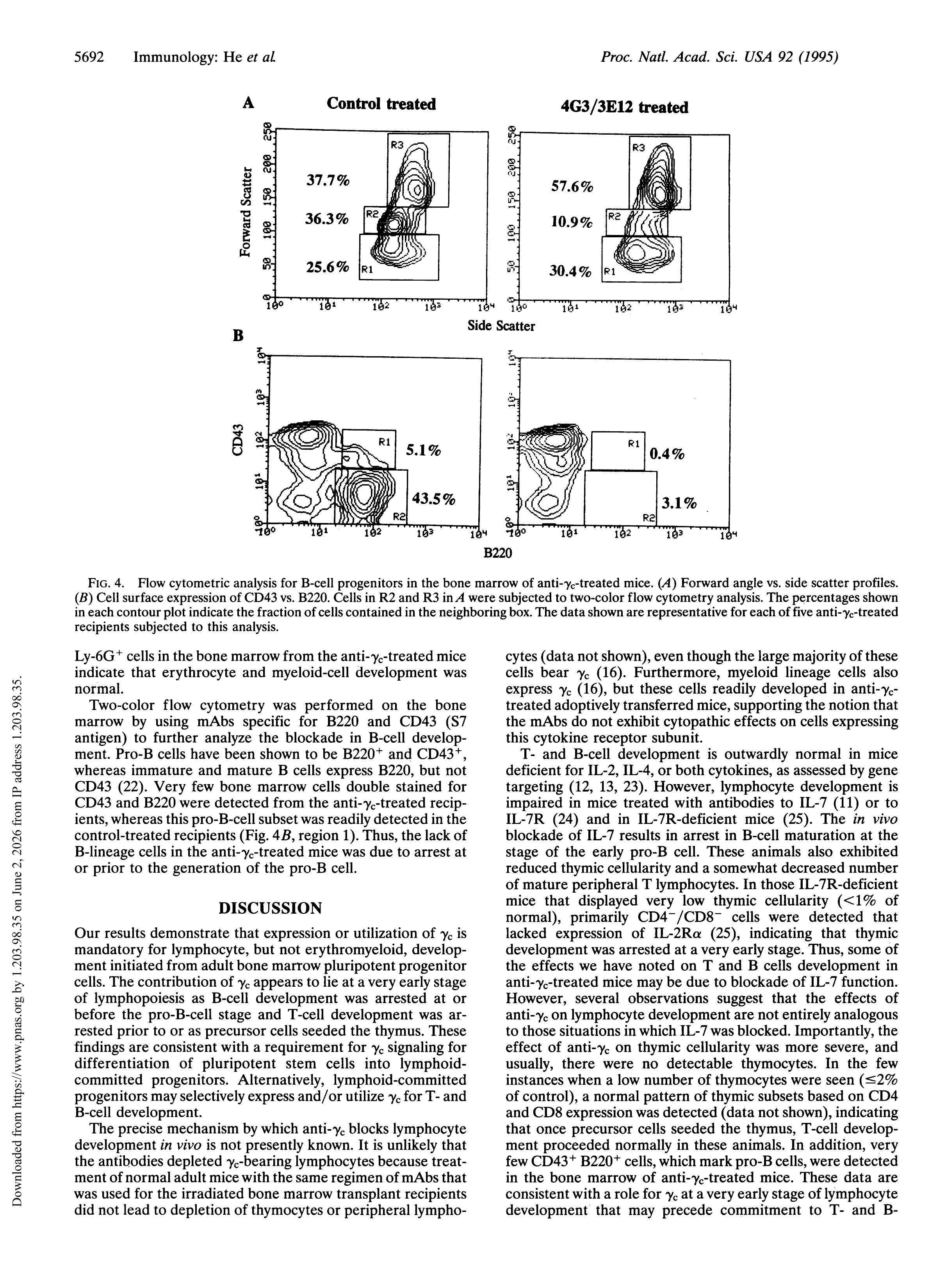 Blockade of T- and B-lymphocyte development by antibody to the gamma c subunit of the receptors for interleukins 2, 4, and 7