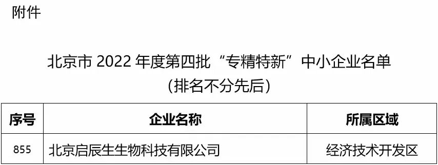 2022-10-10_启辰生荣获“专精特新”中小企业认定_2