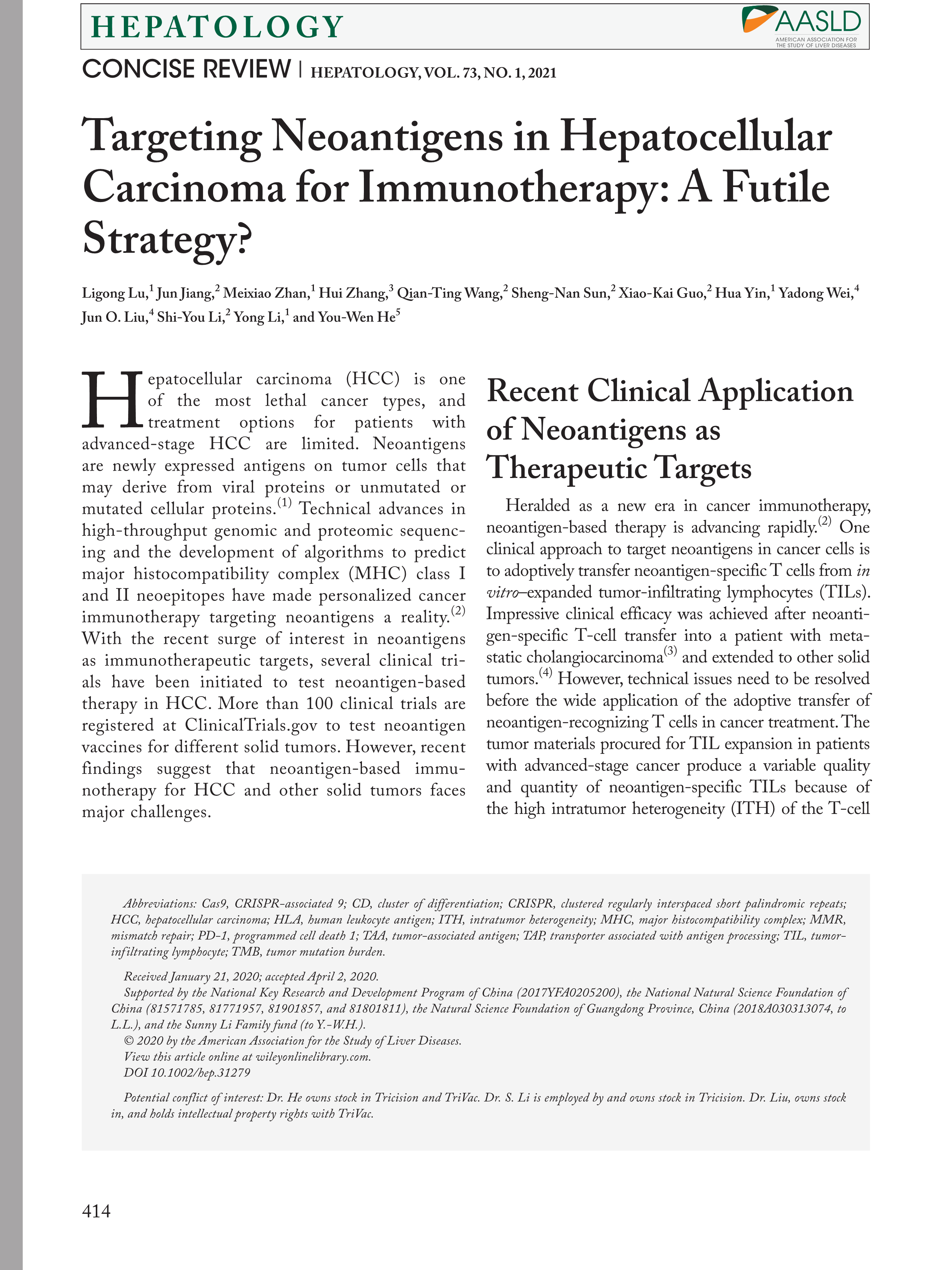 Targeting Neoantigens in Hepatocellular Carcinoma for Immunotherapy A Futile Strategy